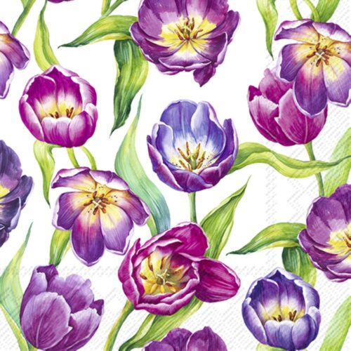 IHR Lunch Serviette Tulip Meadow White
